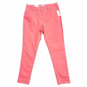 CROWN & IVY NWT Neon Coral High Rise Ankle Crop Jeans 6